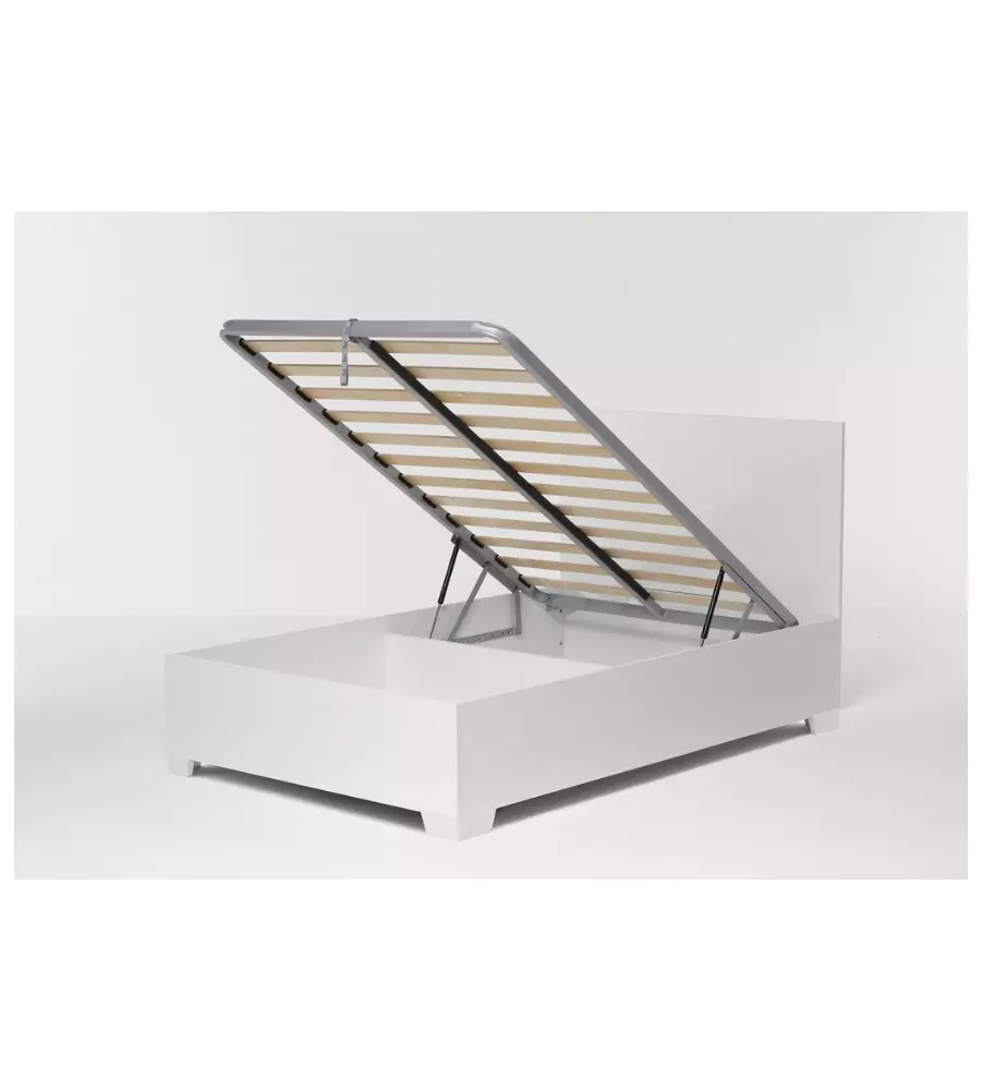 LETTO PIAZZA E MEZZA CONTENITORE CON PIEDINI "HI BOX" BIANCO 120X190 CM